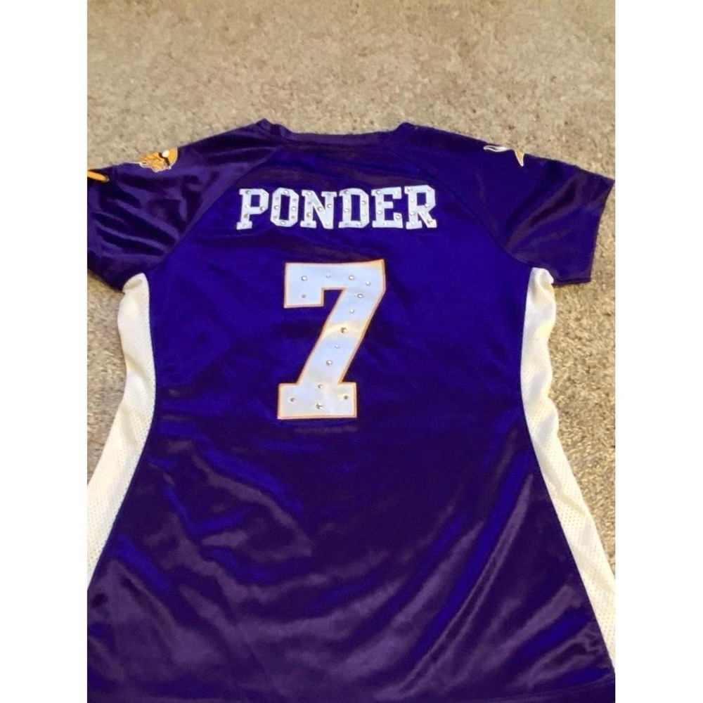 NFL Ponder 7 Vikings Jersey Women Small Studded Jewel Design s58